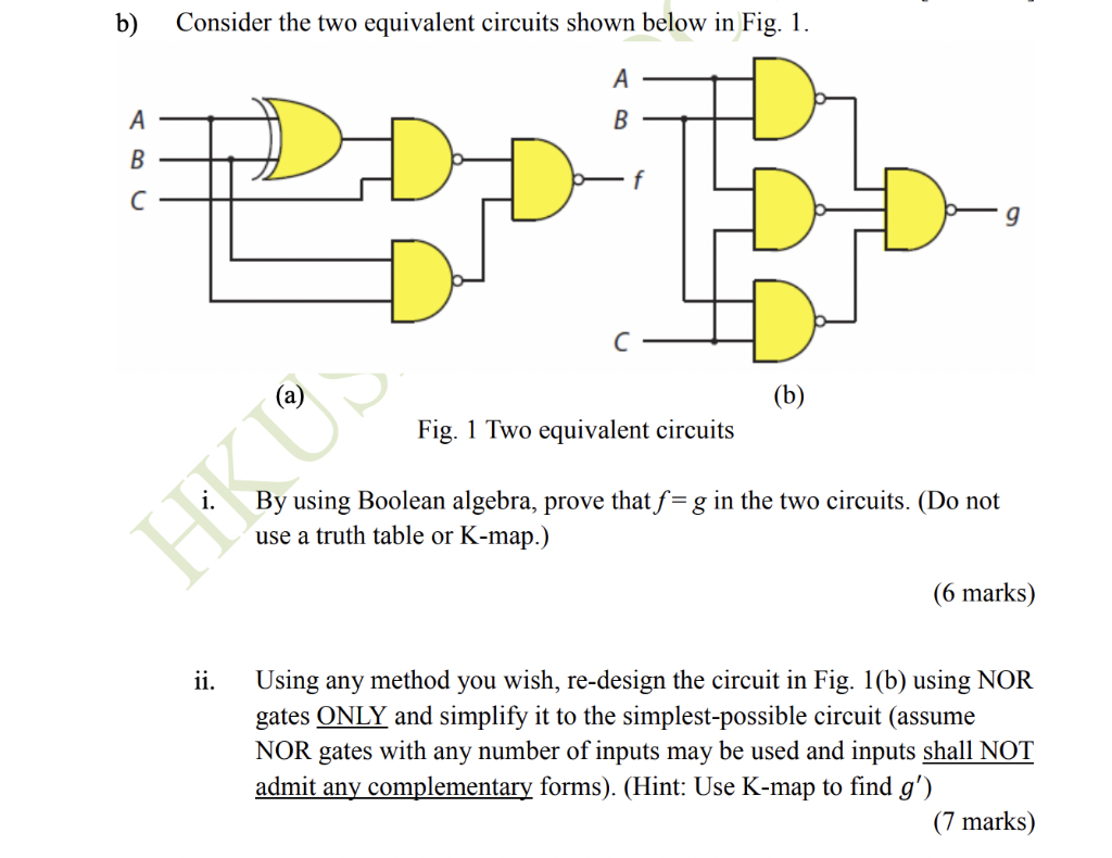 Solved b) Consider the two equivalent circuits shown below | Chegg.com