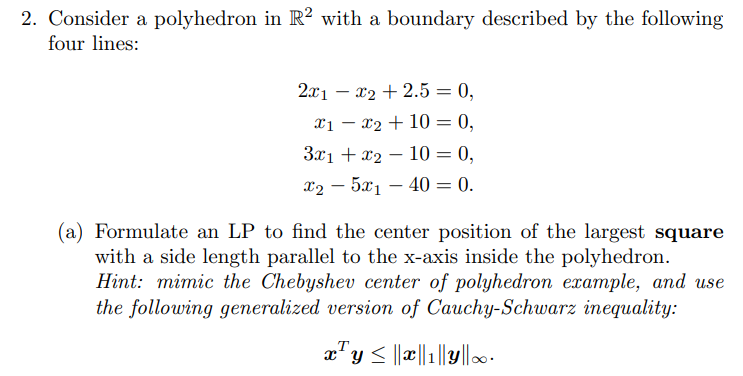Consider a polyhedron in R2 with a boundary described | Chegg.com