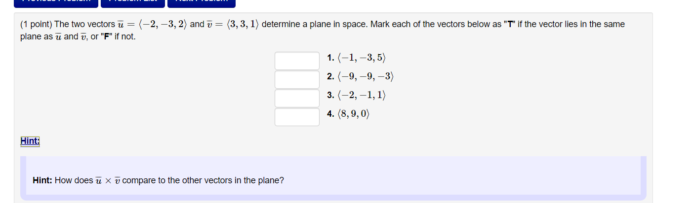 Solved (1 point) Find a vector n normal to the plane with | Chegg.com