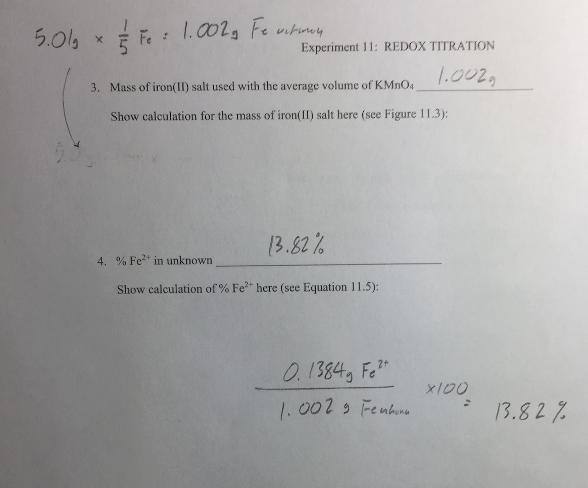 Solved Part 1 Standardization of Potassium Permanganate 1.