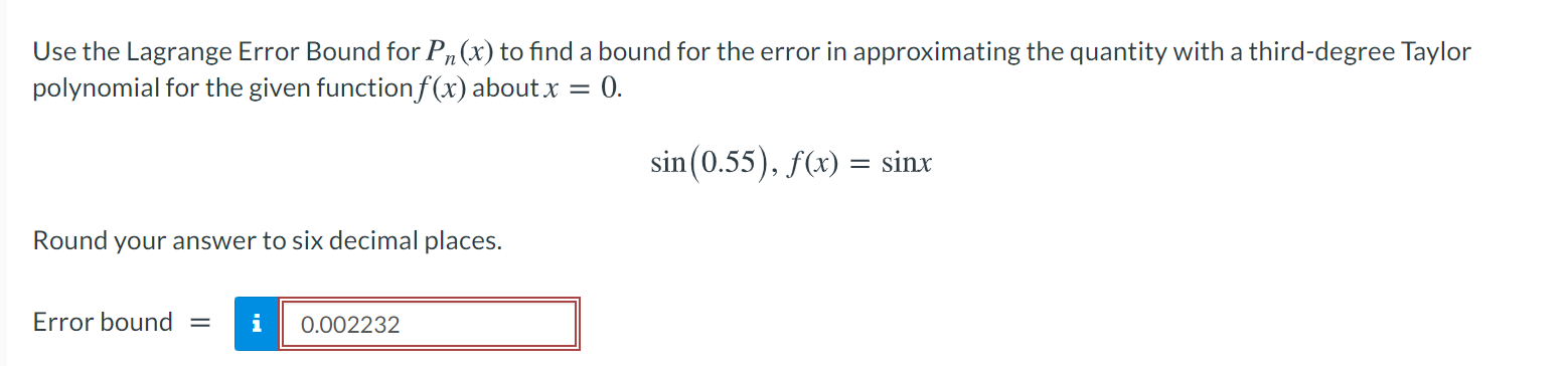 Solved Use The Lagrange Error Bound For Pn(x) To Find A | Chegg.com