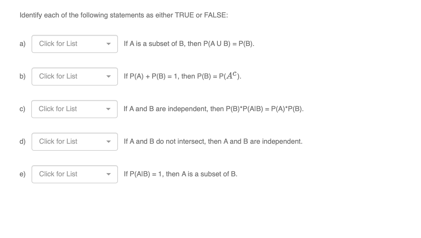 Solved Identify each of the following statements as either | Chegg.com
