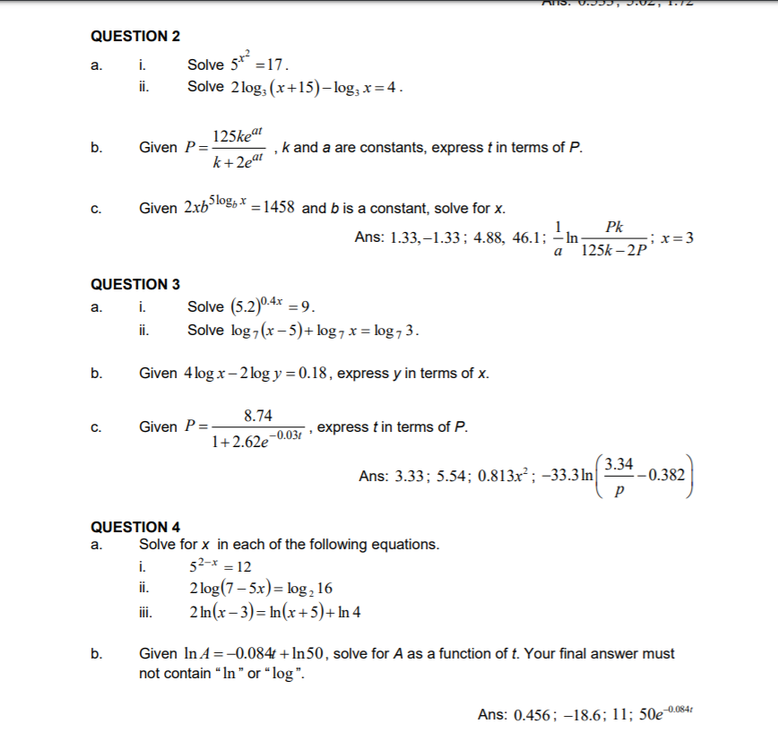 Solved Can someone help me with this logarithmic qns Can you | Chegg.com