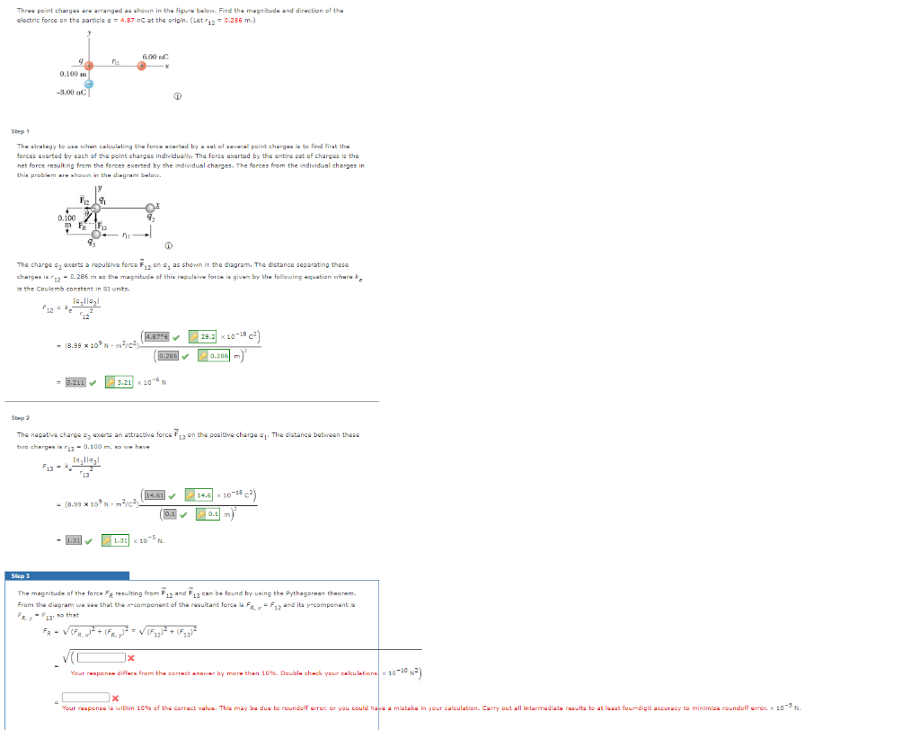 Solved Three Point Charges Are Arranged As Shown In The | Chegg.com