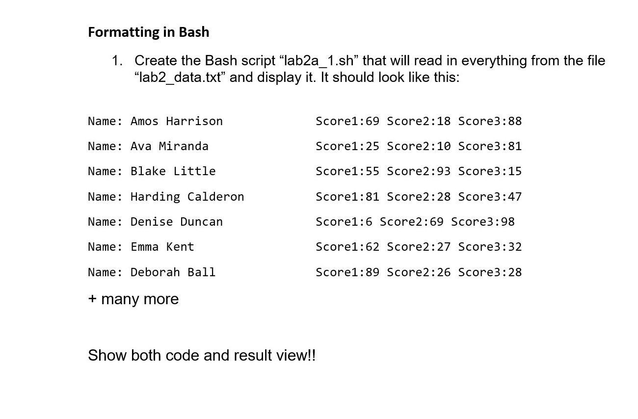Bash Scripting Use Shell Solve Problem 2 Chegg Com