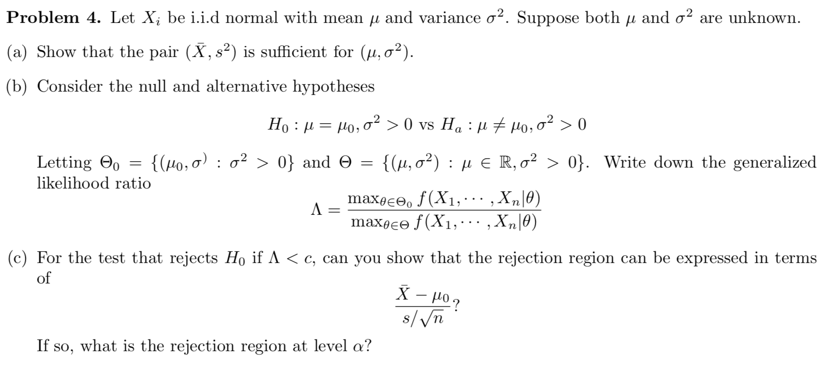 Problem 4 Let X Be I I D Normal With Mean Y And Chegg Com