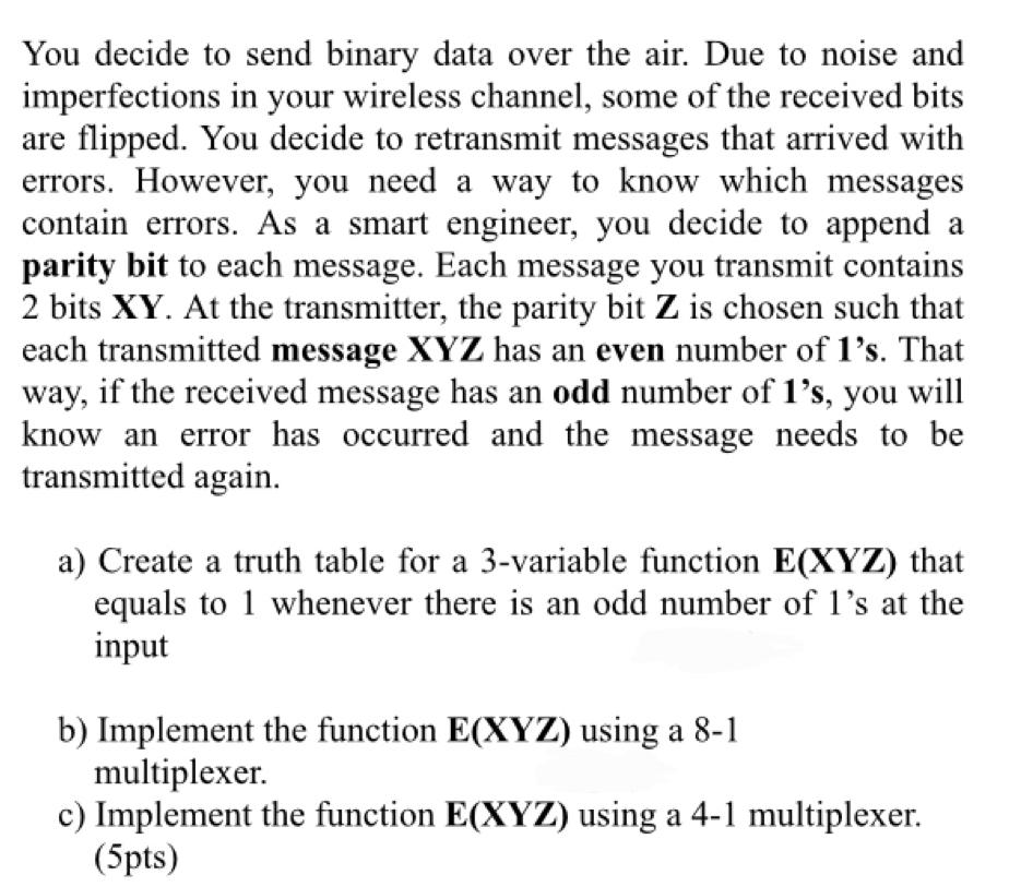 Solved You decide to send binary data over the air. Due to | Chegg.com