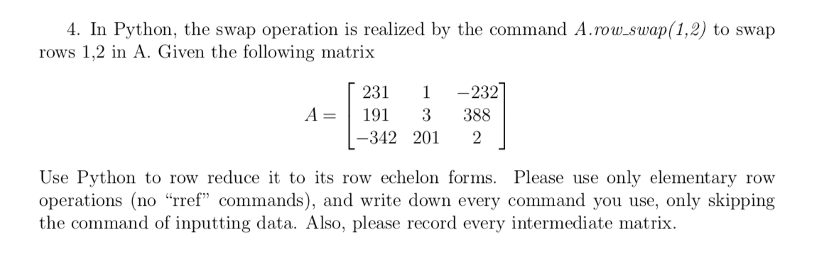4. In Python, the swap operation is realized by the | Chegg.com