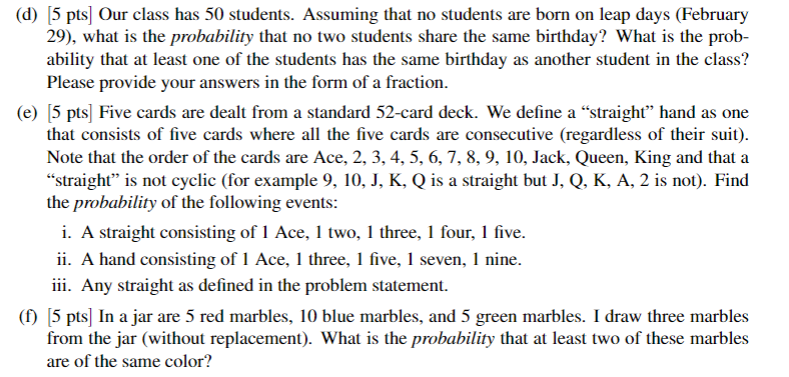 Solved 4. [30 pts total] Solve the following combinatorial | Chegg.com