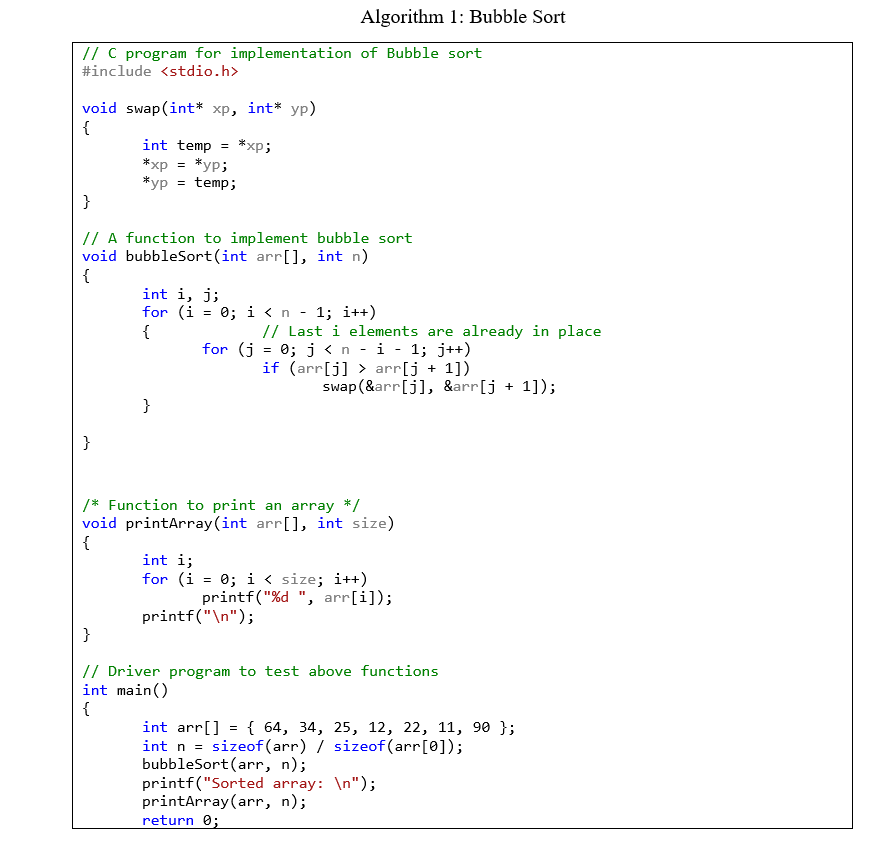 C Program: Bubble sort algorithm - w3resource