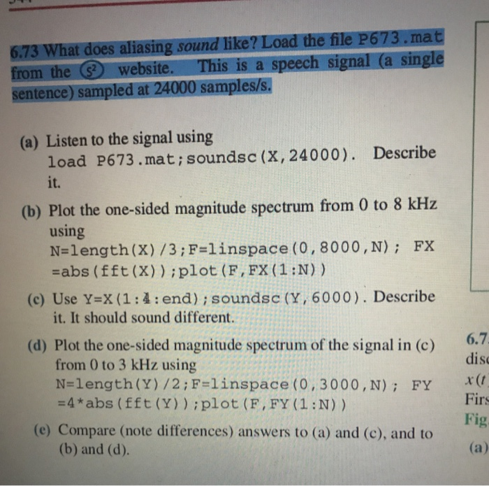 6.73 What does aliasing sound like? Load the file