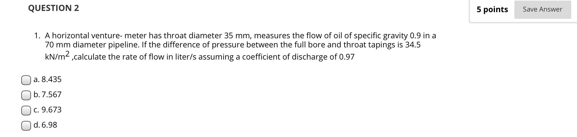 Solved Question 1 5 Points Save Answer 1 Water Flows