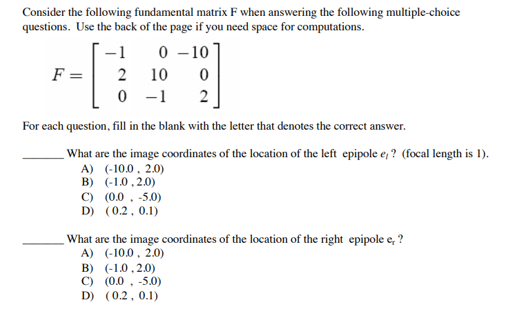 COMPUTER VISION QUESTION | Chegg.com