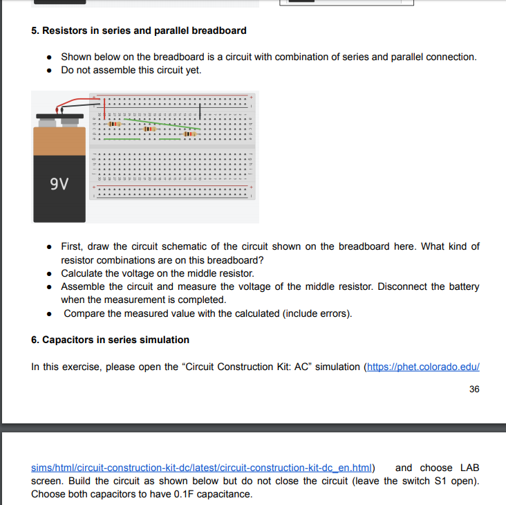 4. Resistors in series on breadboard Shown below on