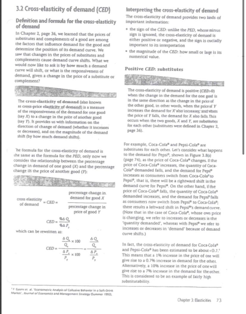 Solved 3.2 Cross-elasticity of demand (CED) Definition and | Chegg.com