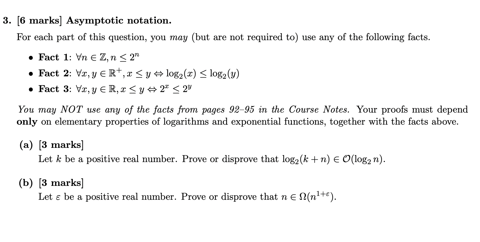 Solved Marks Asymptotic Notation For Each Part Of Chegg Com