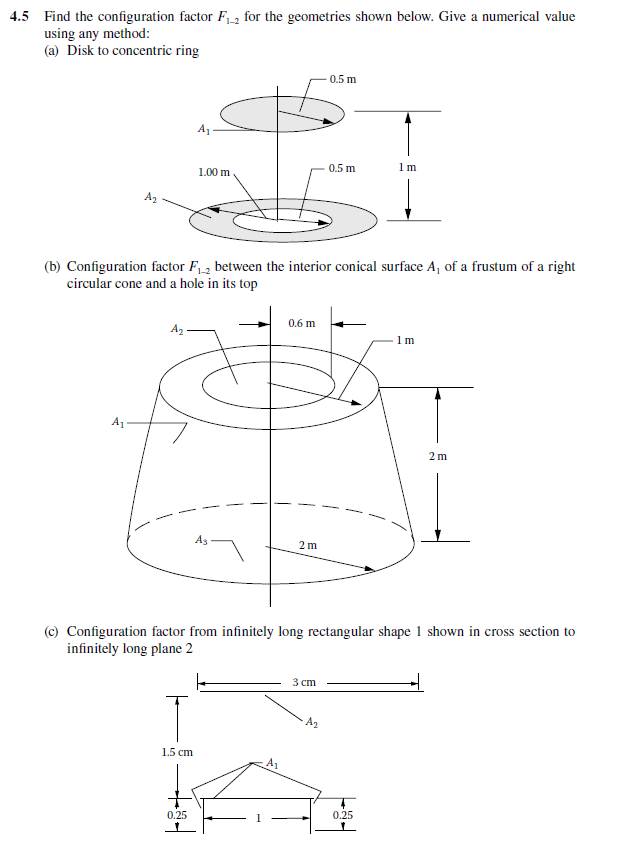 Shape Or Configuration Factor 4.5 Find the configuration factor Fi for the | Chegg.com