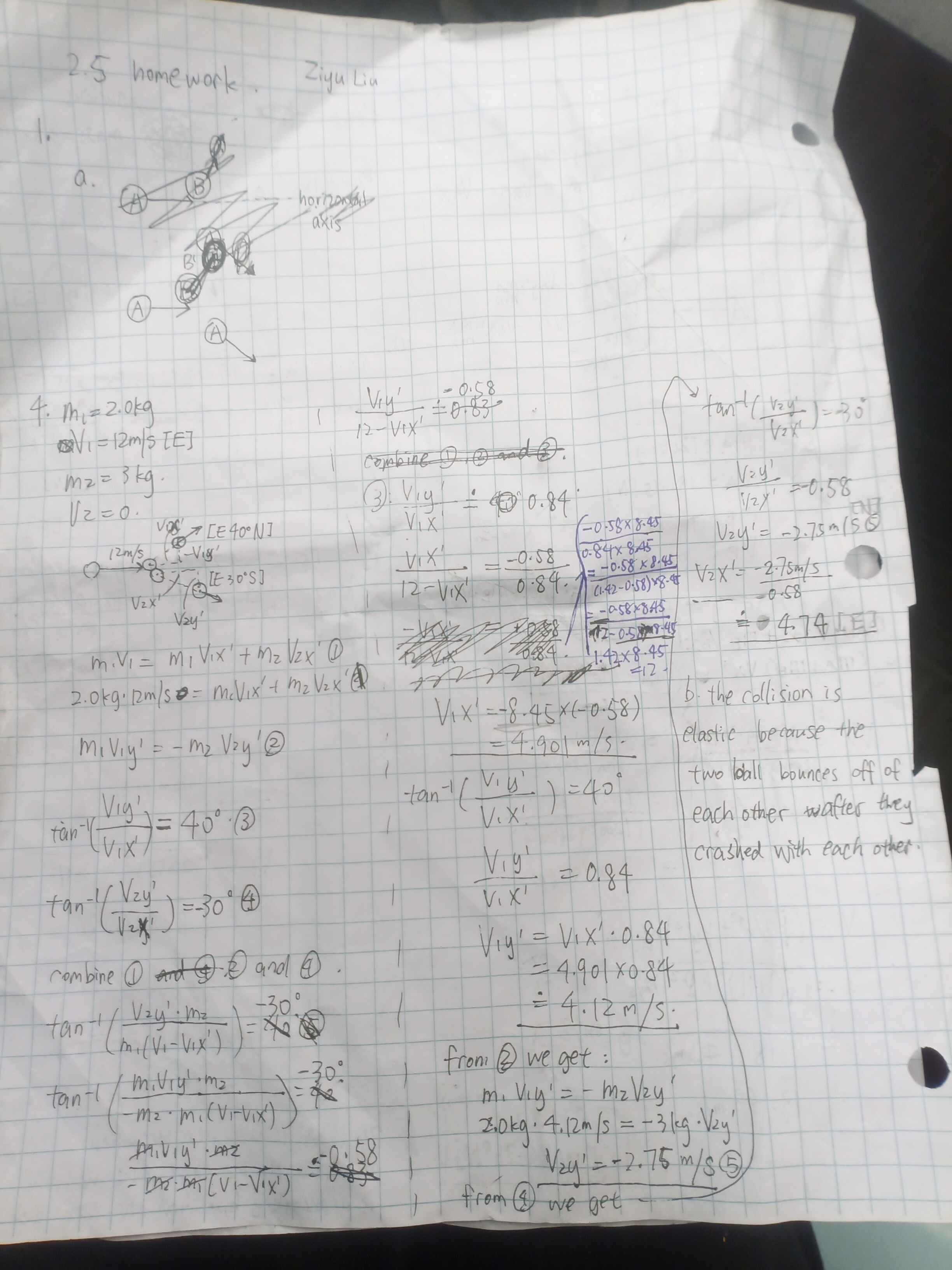 Solved Object 1, ﻿with a mass of 2.0 ﻿kg, ﻿is sliding along | Chegg.com