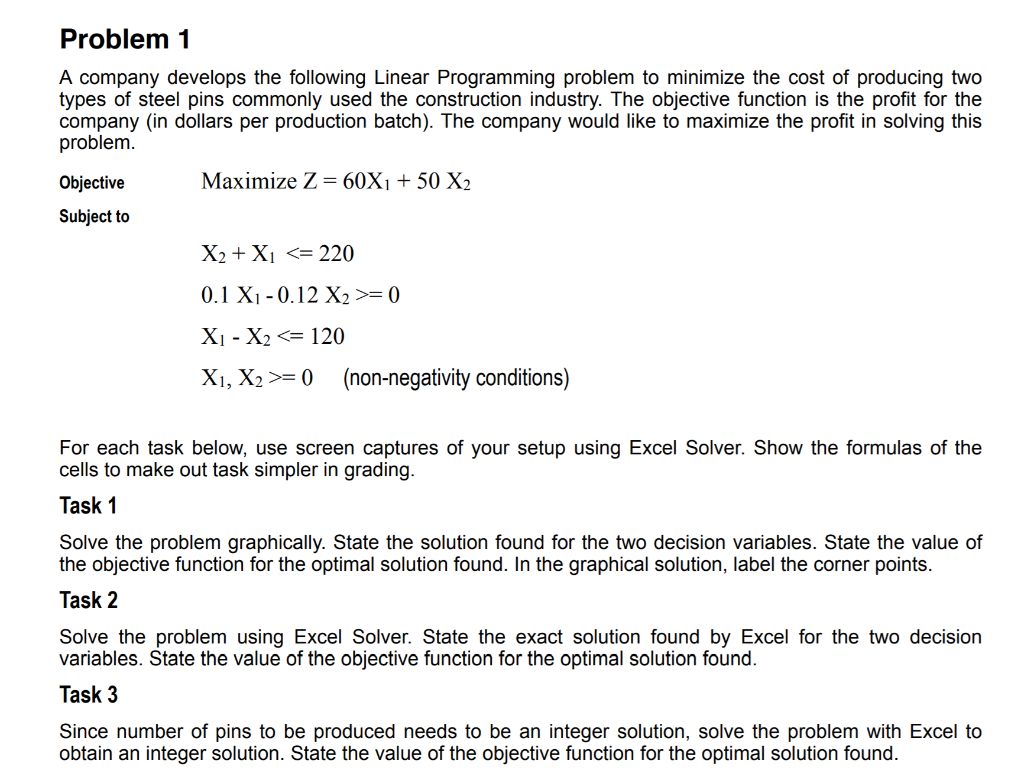 Solved Problem 1 A company develops the following Linear | Chegg.com