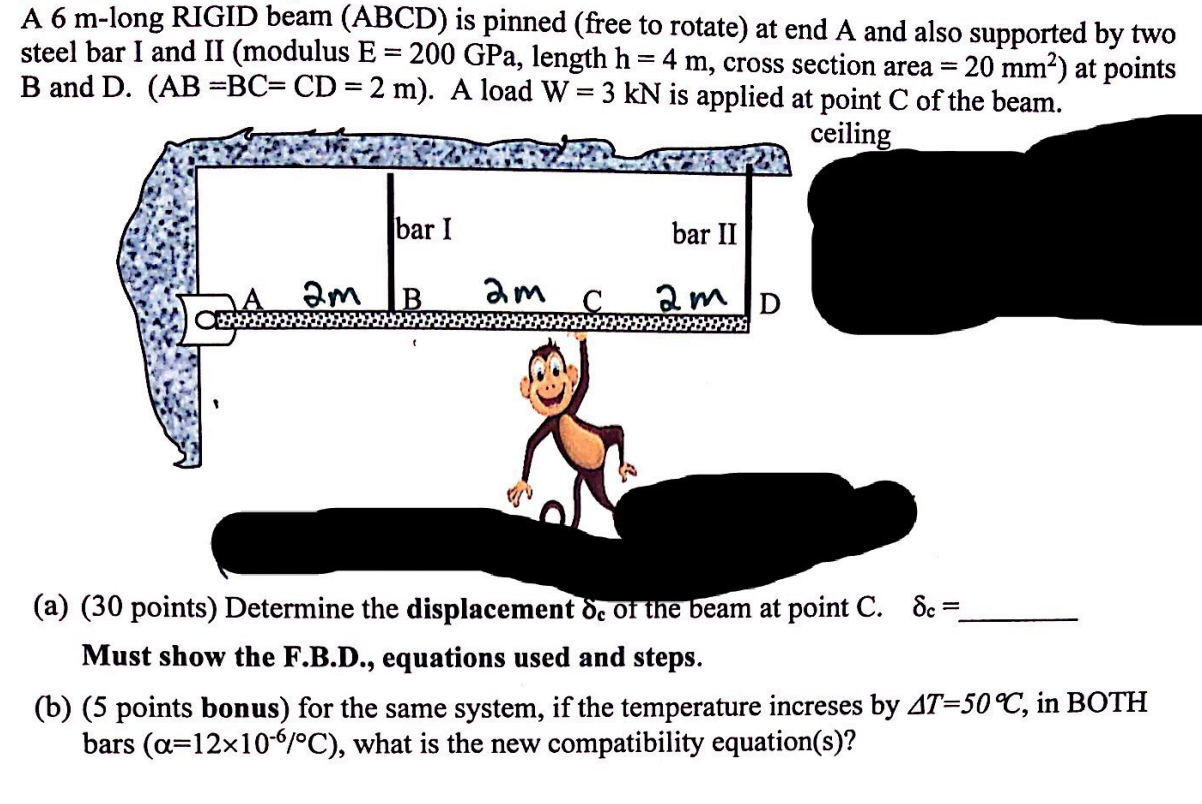 Solved A 6 M-long RIGID Beam (ABCD) Is Pinned (free To | Chegg.com