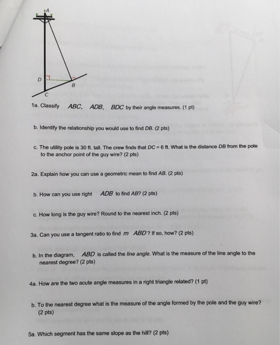 Solved 1a. Classify ABC, ADB, BDC by their angle measures. | Chegg.com