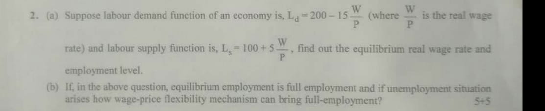 Solved w 2. (a) Suppose labour demand function of an economy | Chegg.com