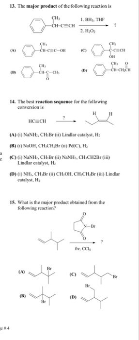 Solved 13. The major product of the following reaction is | Chegg.com