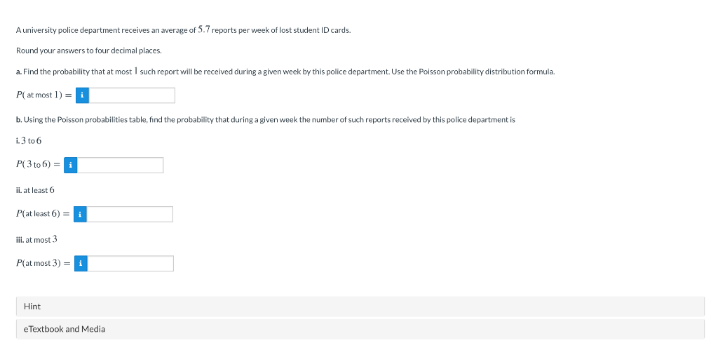 Solved A university police department receives an average of | Chegg.com