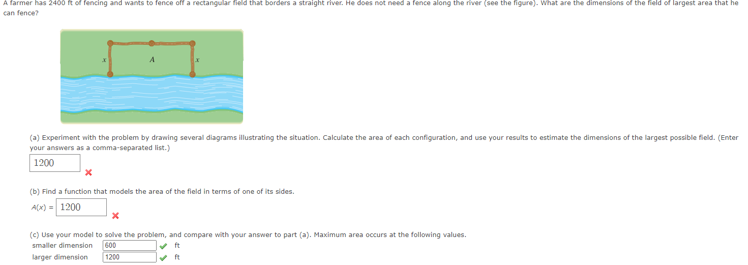 Solved A farmer has 2400 ft of fencing and wants to fence