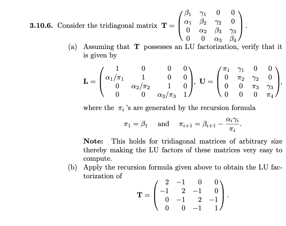 Solved Der The Tridiagonal Matrix 7414