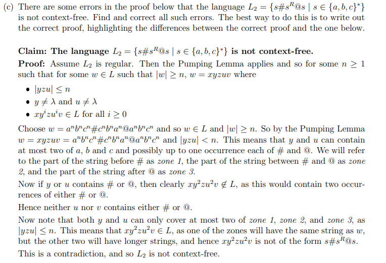 c) There are some errors in the proof below that the | Chegg.com