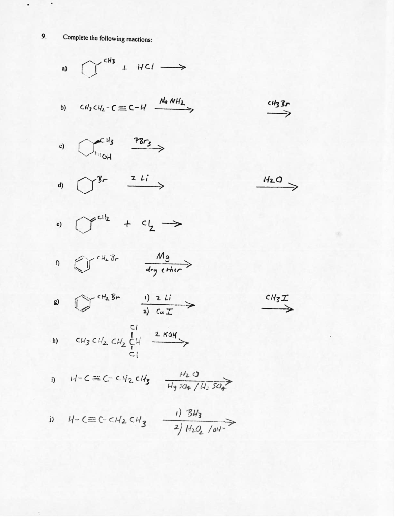 Solved 9. Complete The Following Reactions: A) B) | Chegg.com