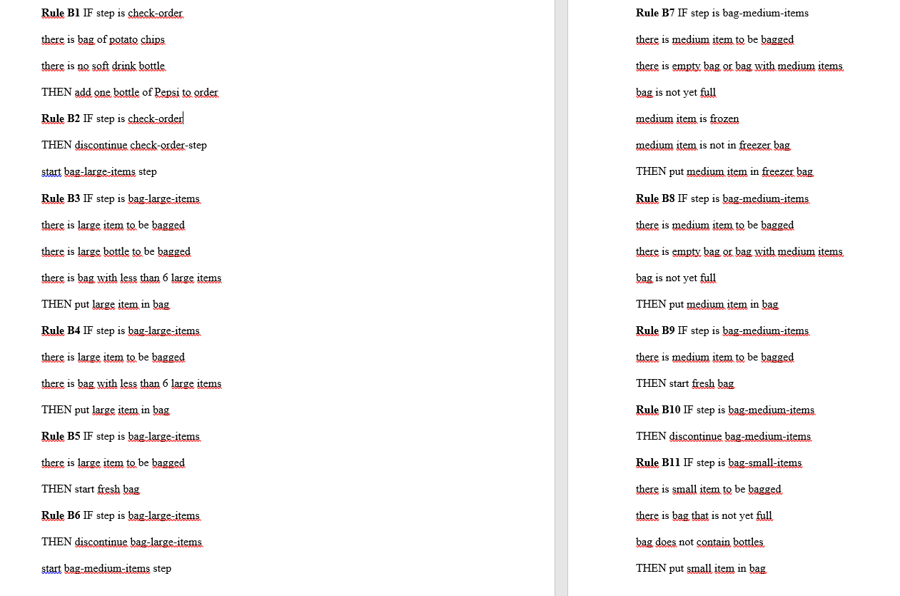 Solved We have a rulebased system (BAGGER) to bag groceries