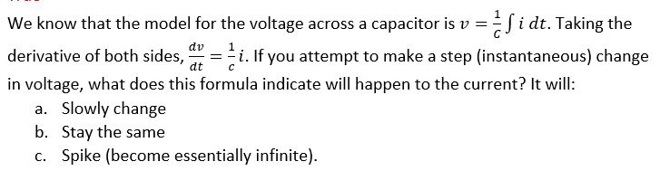 Solved dv = dt с We know that the model for the voltage | Chegg.com