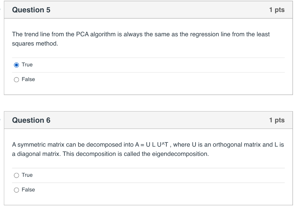 Solved Question 5 1 Pts The Trend Line From The PCA | Chegg.com