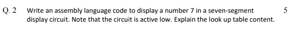 Solved 2 Write an assembly language code to display a number | Chegg.com