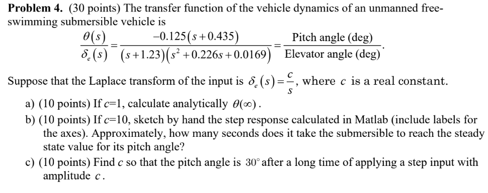 Solved Problem 4. (30 points) The transfer function of the | Chegg.com
