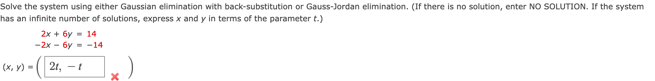 Solved Solve the system using either Gaussian elimination | Chegg.com