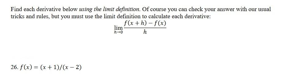 Solved Find each derivative below using the limit | Chegg.com