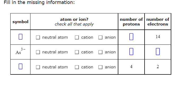 Solved Fill In The Missing Information: 