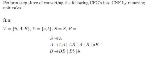 Solved Perform step three of converting the following CFG's | Chegg.com