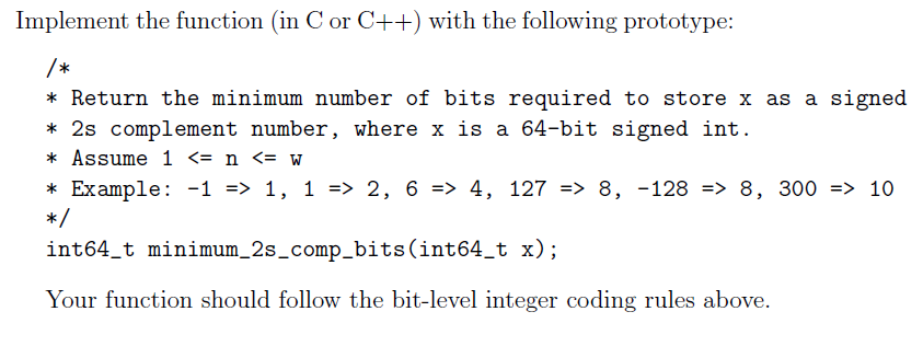 Solved Implement the function (in C or C++) with the | Chegg.com