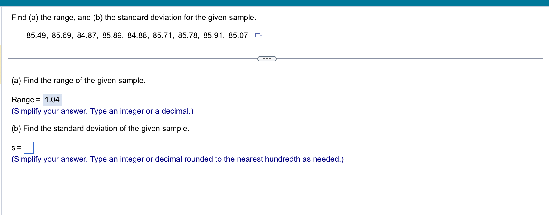 Solved Find (a) ﻿the Range, And (b) ﻿the Standard Deviation | Chegg.com