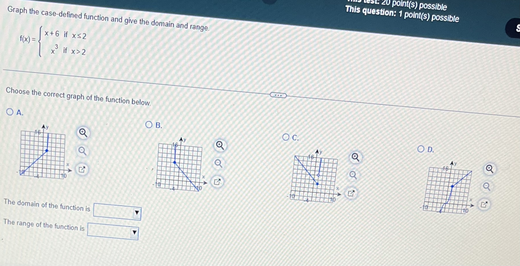 Solved Graph the case-defined function and give the domain | Chegg.com
