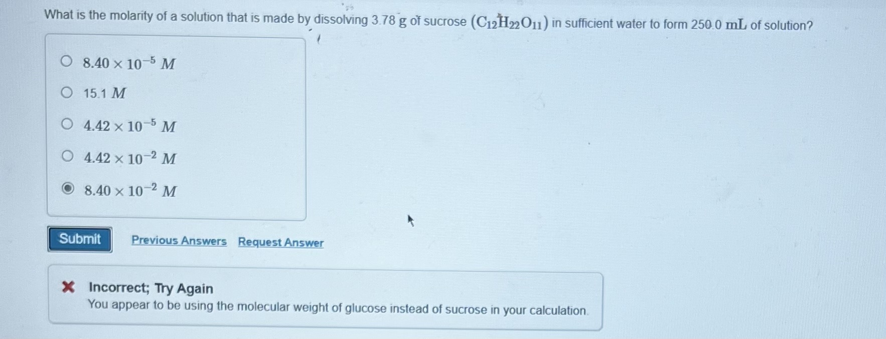 Solved What is the molarity of a solution that is made by | Chegg.com