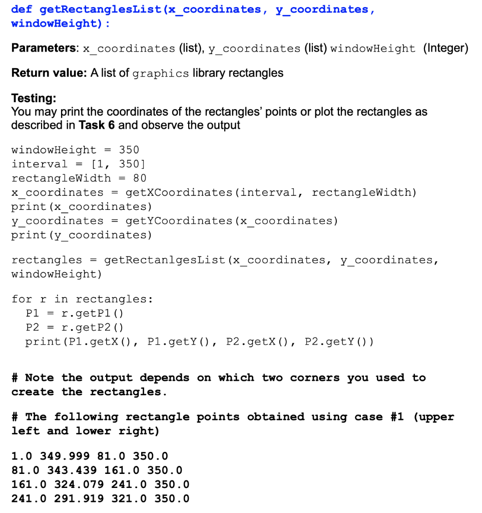 Solved Task 5: implement the getRectanlgesList function A | Chegg.com