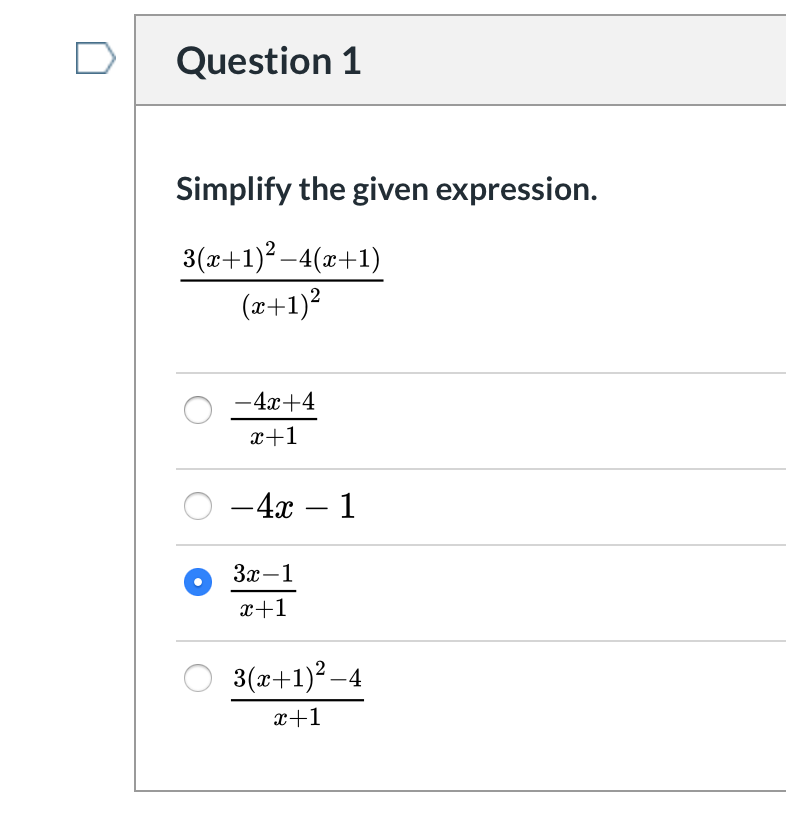 Solved Question 1 Simplify The Given Expression Chegg Com