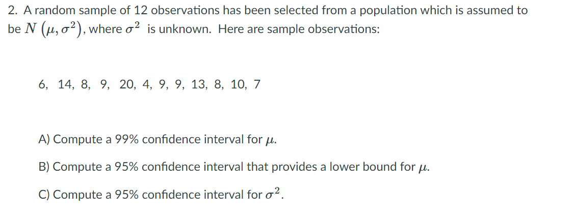 Solved A random sample of 12 observations has been selected | Chegg.com