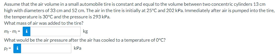 Solved Assume that the air volume in a small automobile tire | Chegg.com