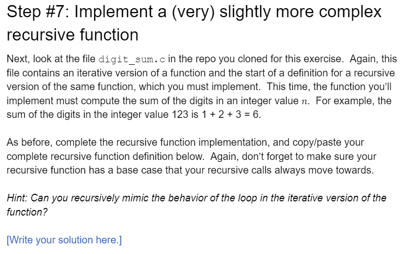 Solved Step \#7: Implement a (very) slightly more complex | Chegg.com